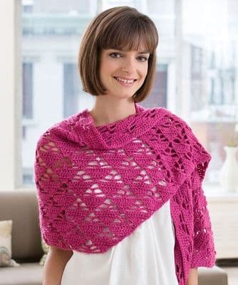Red Heart Detroit Shawl Crochet Pattern FREE