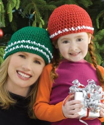 Red Heart HOLIDAY Fa la la Caps Crochet Pattern FREE