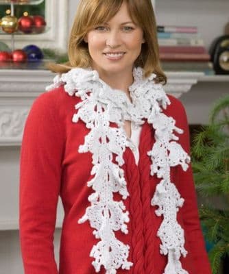 Red Heart HOLIDAY Falling Snowflake Scarf Crochet Pattern FREE