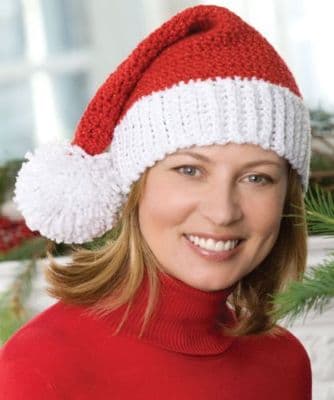 Red Heart HOLIDAY Santa Hat Crochet Pattern FREE
