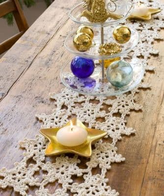 Red Heart HOLIDAY Snowflake Table Runner Crochet Pattern FREE