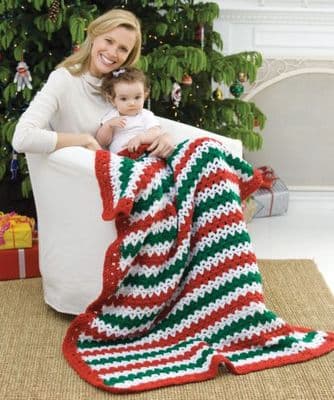 Red Heart HOLIDAY Stripes Throw Crochet Pattern FREE