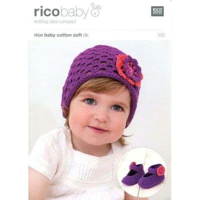 Rico Baby Cotton Soft DK 168 Hat Ballerinas Crochet Pattern