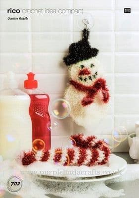 Rico Bubble Christmas Snowman & Candy Cane Crochet Pattern 702 REDUCED
