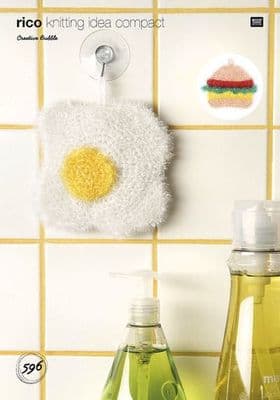 Rico Bubble Fried Egg and Burger Scrubby Crochet Pattern 596 REDUCED