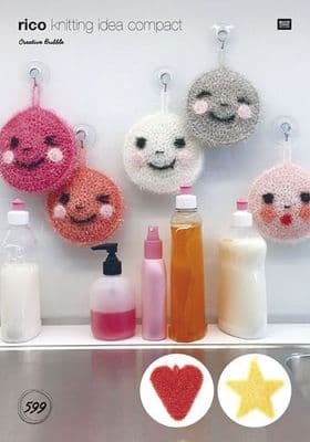 Rico Bubble Heart Star and Emoji Scrubby Crochet Pattern 599 REDUCED
