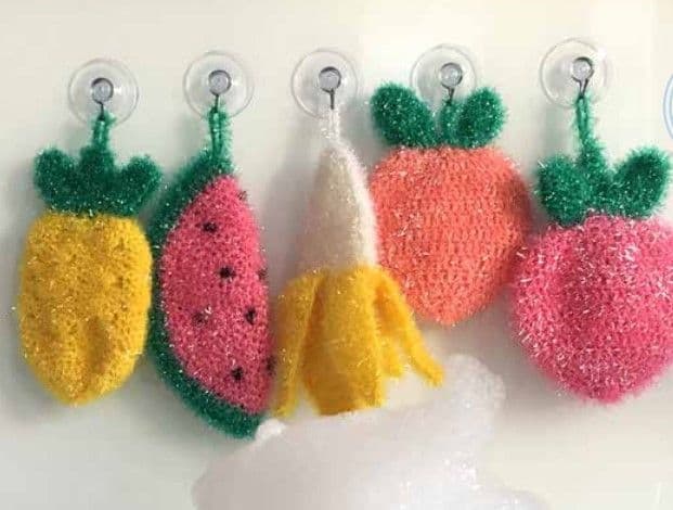 Rico Bubble Watermelon Pineapple Peach Scrubby Crochet Pattern 594 REDUCED