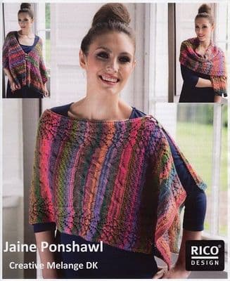 Rico Creative Melange DK Jaine Ponshawl Knitting Pattern FREE