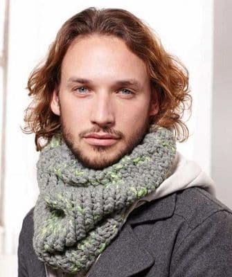 Schachenmayr LOVA Mens Cowl FREE Knitting Pattern Scarf