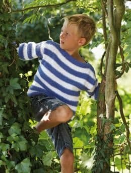 Schachenmayr Sun City Boys Block Stripe Sweater Knitting Pattern FREE