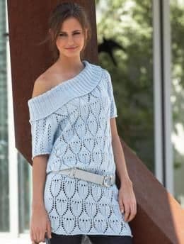 Schachenmayr Sun City Long Lace Sweater Knitting Pattern FREE