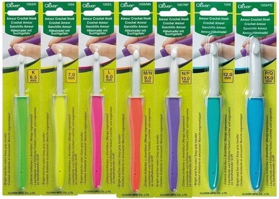 SET 7 Clover AMOUR Crochet Hooks 6.5mm to 15mm