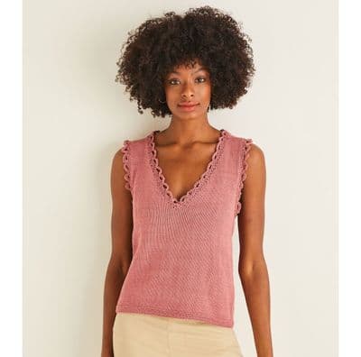 Sirdar Cotton DK 10116 Frill Edge Vest Top Knitting Pattern