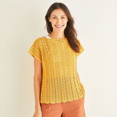 Sirdar Cotton DK 10250  Chevron Top Easy Crochet Pattern