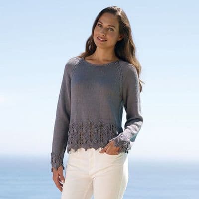 Sirdar Cotton DK 7824 Scalloped Detail Sweater Knitting Pattern