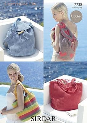 Sirdar Cotton DK Bags Crochet Pattern 7738