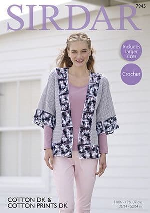 Sirdar Cotton DK Kimono Crochet Pattern 7945 REDUCED