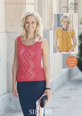 Sirdar Cotton DK Top and Vest Knitting Pattern 7734