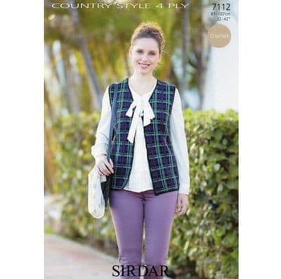 Sirdar Country Style 4ply 7112 Waistcoat Crochet Pattern REDUCED
