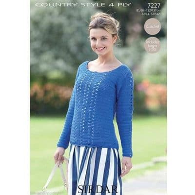 Sirdar Country Style 4ply 7227 Sweater Crochet Pattern REDUCED