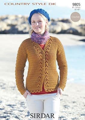Sirdar Country Style DK Cardigan Crochet Pattern 9805