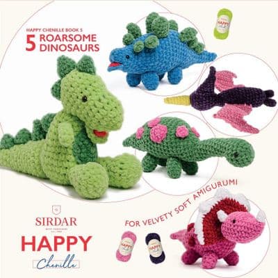 Sirdar Happy Chenille Book 5 Crochet Roarsome Dinosaurs
