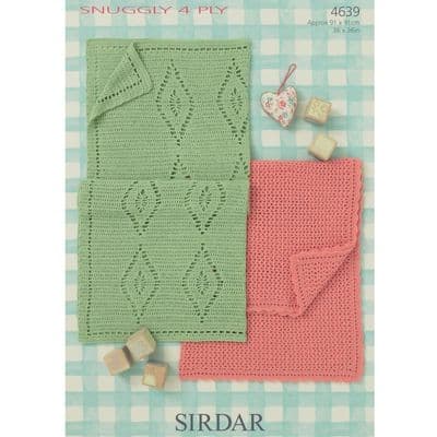 Sirdar Snuggly 4ply 4639 Blankets Crochet Pattern REDUCED