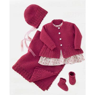 Sirdar Snuggly 4ply 4939 Coat Hat Bootees Blanket Baby Crochet Pattern