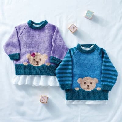 Sirdar Snuggly 4ply 5286 Teddy Bear Sweaters Baby Knitting Pattern