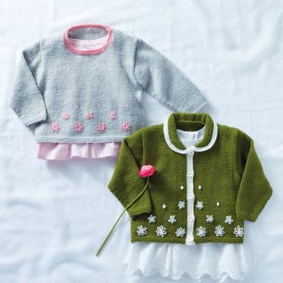 Sirdar Snuggly 4ply 5287 Daisy Sweater Cardigan Baby Knitting Pattern