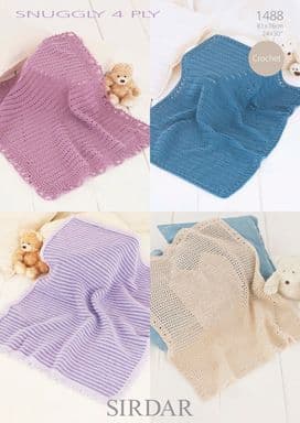 Sirdar Snuggly 4ply Blankets Crochet Pattern 1488 REDUCED
