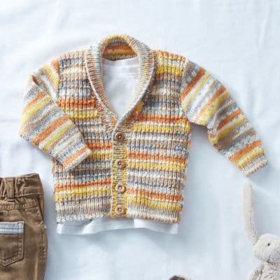 Sirdar Snuggly Baby Crofter DK 5293 Shawl Collar Cardigan Knitting Pattern