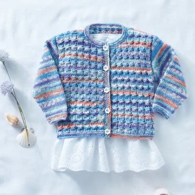 Sirdar Snuggly Baby Crofter DK 5294 Round Neck Cardigan Knitting Pattern