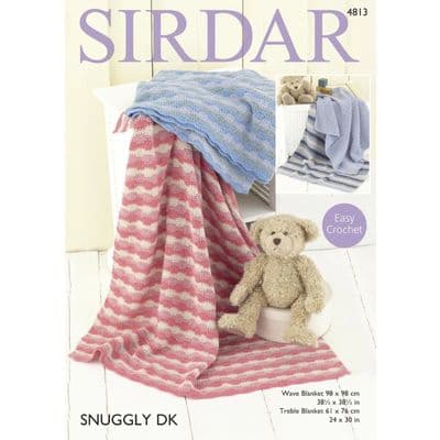 Sirdar Snuggly DK 4813 Baby Blankets Easy Crochet Pattern