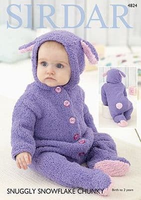 Sirdar Snuggly Snowflake Chunky All-in-one Baby Knitting Pattern 4824
