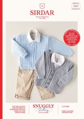 Sirdar Snuggly Soothing DK 5347 Knitting Pattern Cardigan Sweater