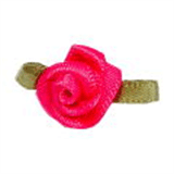 Small Ribbon Roses With Green Leaves 175 Shocking Pink