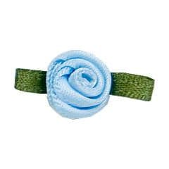 Small Ribbon Roses With Green Leaves 305 Light Blue