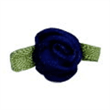 Small Ribbon Roses With Green Leaves 370 Navy Blue
