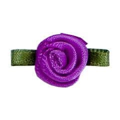 Small Ribbon Roses With Green Leaves 465 PURPLE