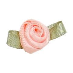 Small Ribbon Roses With Green Leaves 714 Light Peach