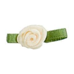 Small Ribbon Roses With Green Leaves 815 Cream