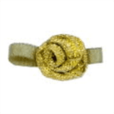 Small Ribbon Roses With Green Leaves GOLD Metallic