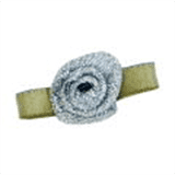 Small Ribbon Roses With Green Leaves SILVER Metallic