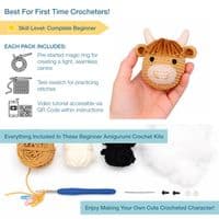 Trimits Beginners Amigurumi Crochet Kit - Highland Cow