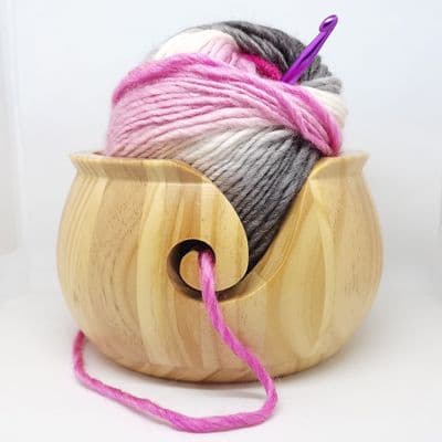 Trimits Varnished Pine Wood Yarn Bowl
