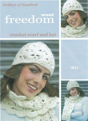 Twilleys Freedom Wool Hat Scarf Chunky Crochet Pattern 9012