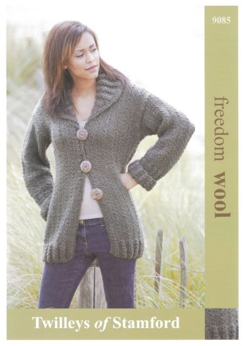 Twilleys Freedom Wool Long Line Cardigan Knitting Pattern 9085