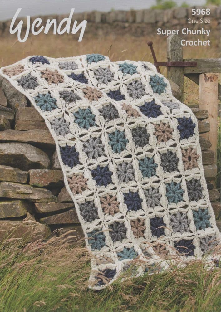 Wendy Super Chunky Throw 5968 Crochet Pattern REDUCED