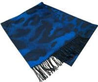 Animal Print Pashmina Wrap Oversized Scarf in Royal Blue and Black